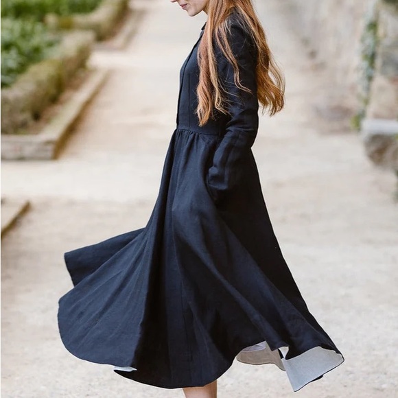 Son De Flor Classic Dress, Long Sleeve Black Pansy 4X - Picture 2 of 7